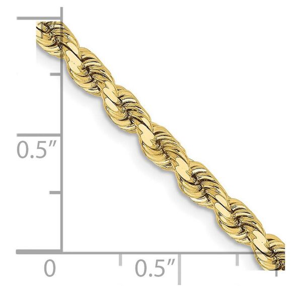 3.75mm 10K Yellow Gold Diamond Cut Solid Rope Chain Bracelet, 9 Inch